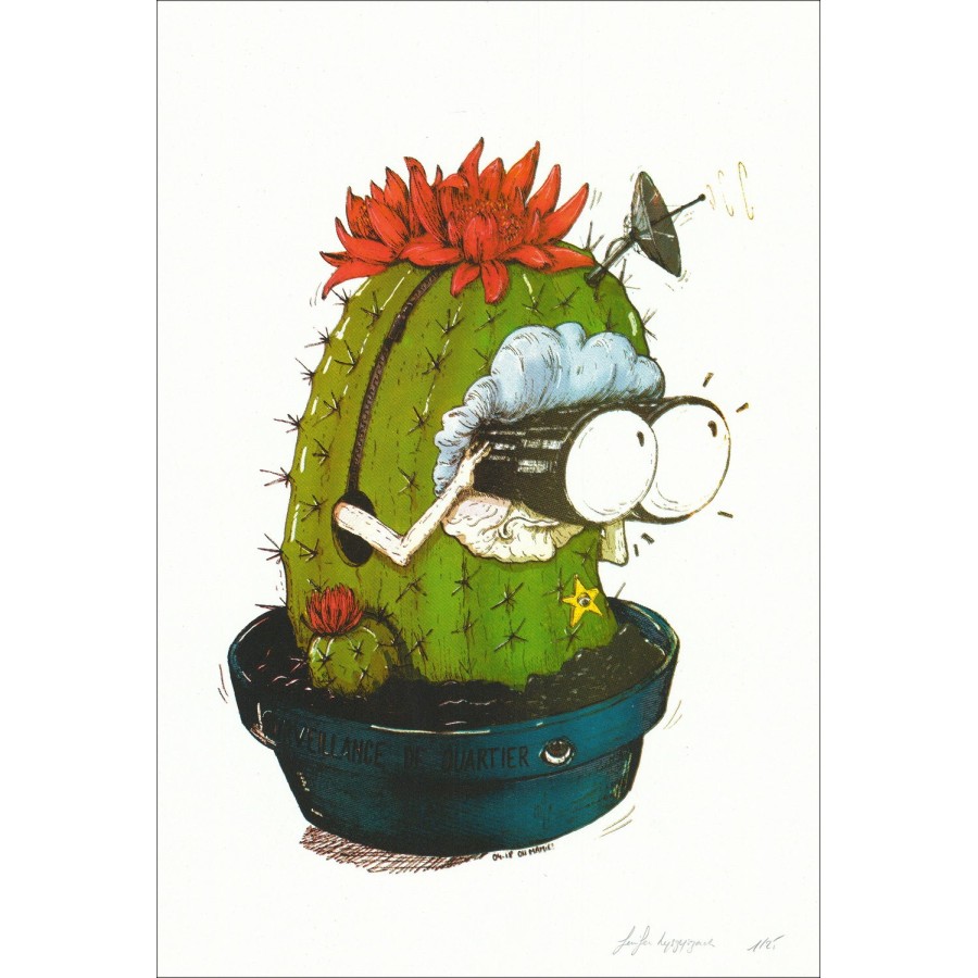 OH MAMIE - 'Surveillance De Quartier' 50x35cm | Sérigraphie Signée
