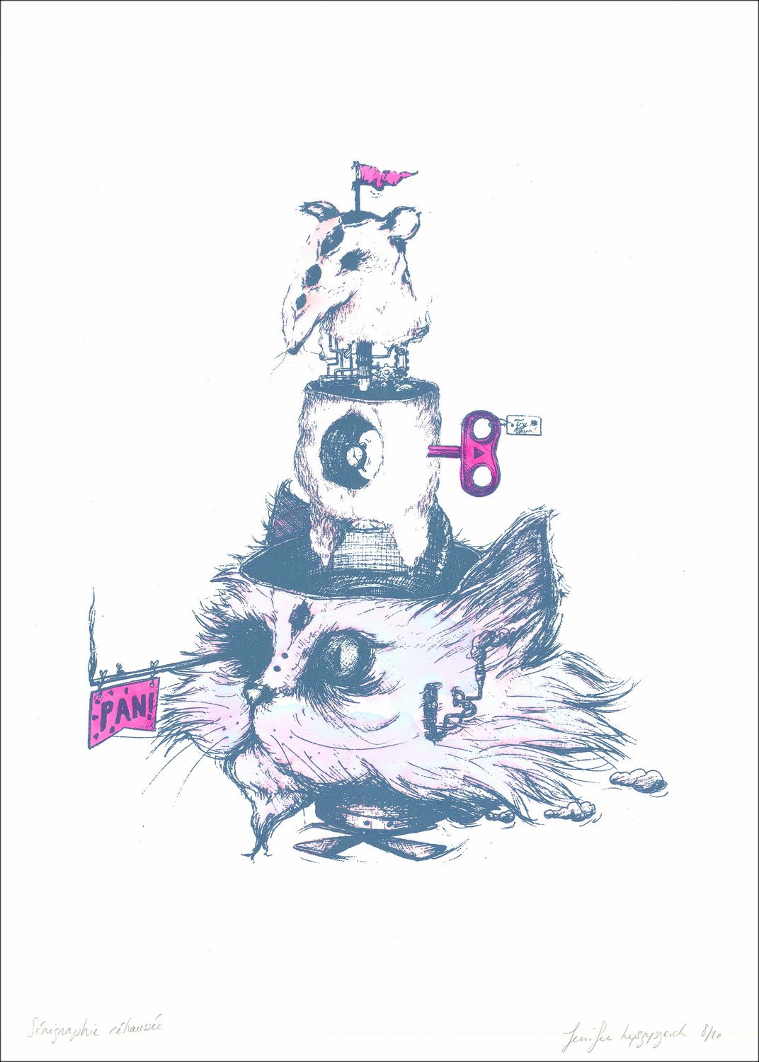 Oh Oh Oma - 'Lovecats' | SILKSSCREEN 42X30 cm