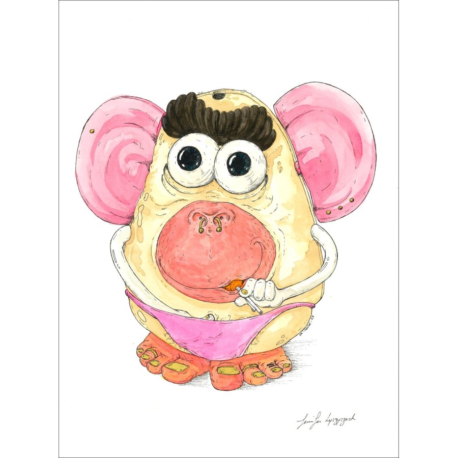 Oh oma - 'M. Aardappel slip '| Originele tekening 40x30cm