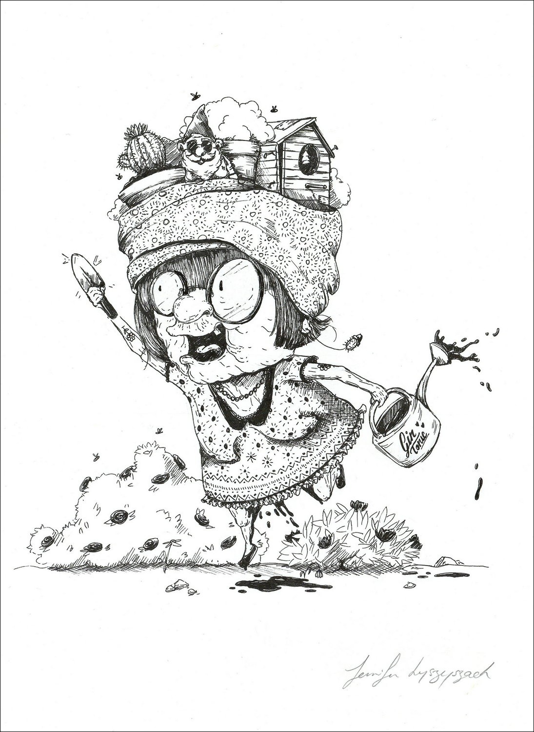 Oh Granny - 'Garden Party' | Disegno originale 29x21cm