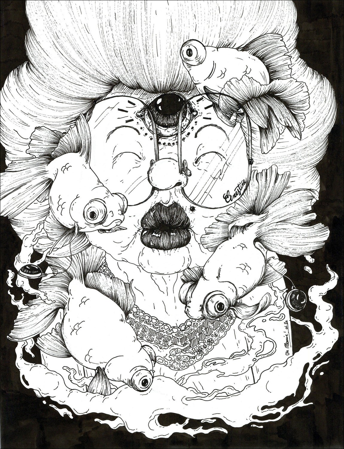 Oh oma - 'Ernestine' | Originele tekening 39x30cm