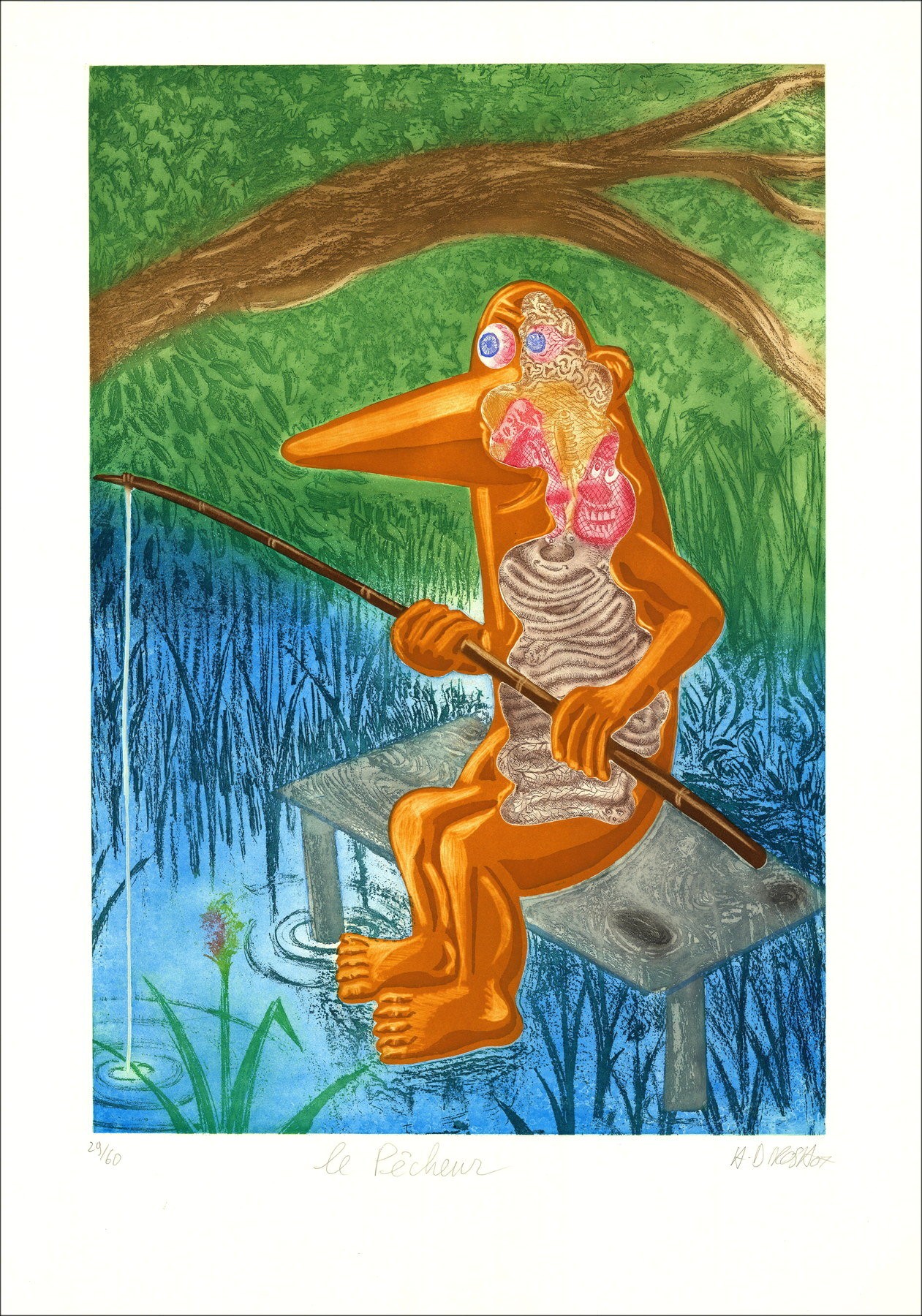 Hervé di Rosa - 'The Fisherman' 2007 | Incisione originale 122x86cm