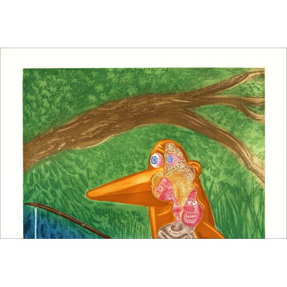 Hervé DI ROSA - 'Le pêcheur' 2007 | Gravure Originale 122x86cm