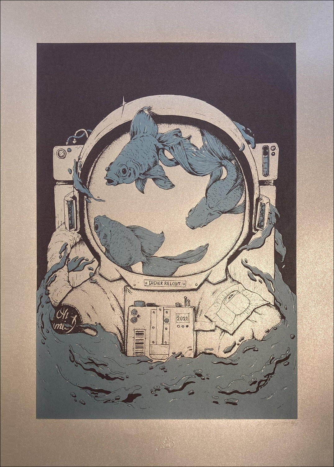 Oh Oh Oma - 'Astro Silver' Original-Siebdruck | 70x50cm