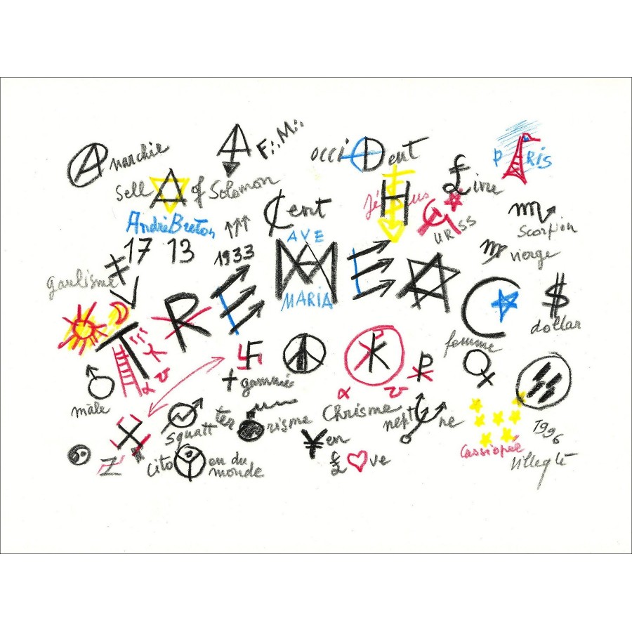 Jacques VILLEGLÉ - Dessin original " Tréméac" 23x31cm - 1996