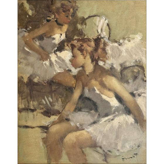 Pierre Grisot: "Ballerinas, Tänzer" | Öl auf Panel 35x27cm