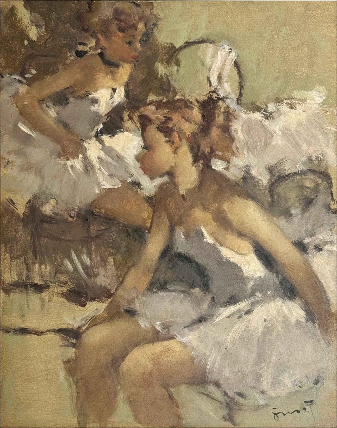Pierre Glisot: 'Ballerinas, Dancers' | Olio sul pannello 35x27cm