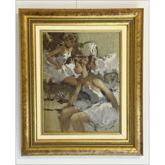 Pierre Grisot: "Ballerinas, Tänzer" | Öl auf Panel 35x27cm