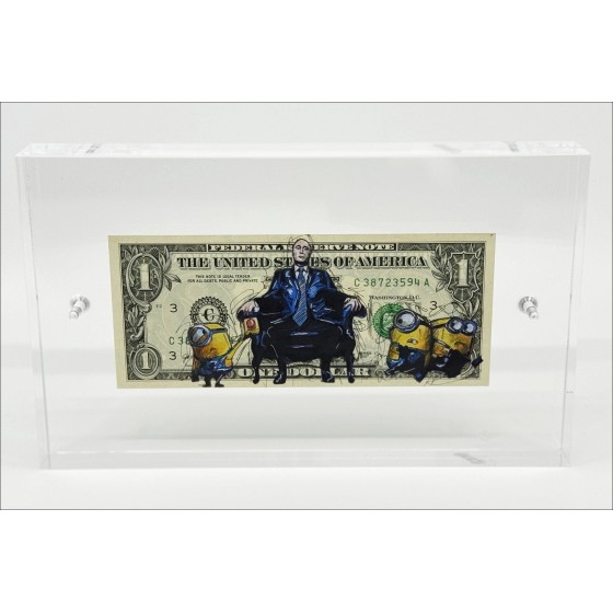 ➦ Minions y bomba | PAZBLANDINA | Dibujo original en dólar