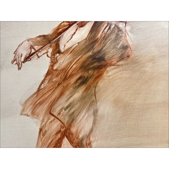 Schilderij van Claude Weisbuch, olieverfschilderij op canvas "De violist" 46x38cm (8f)