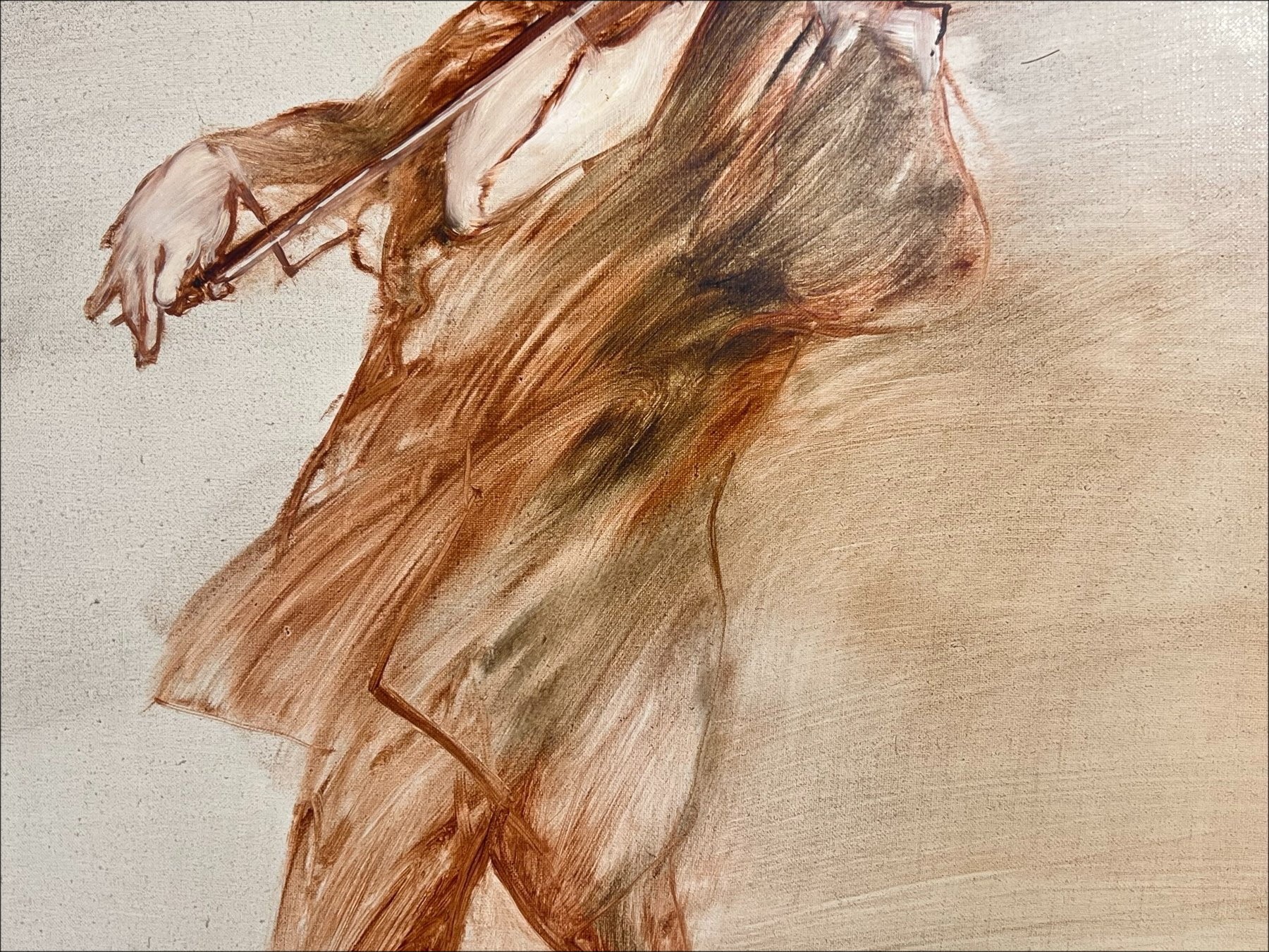 Pittura di Claude Weisbuch, Pittura ad olio su tela "Il violinista" 46x38cm (8F)