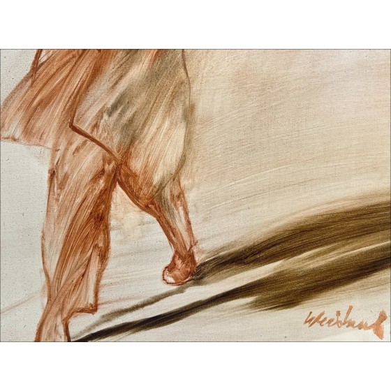 Painting by Claude WEISBUCH, oil painting on canvas "The Violinist" 46x38cm (8F)