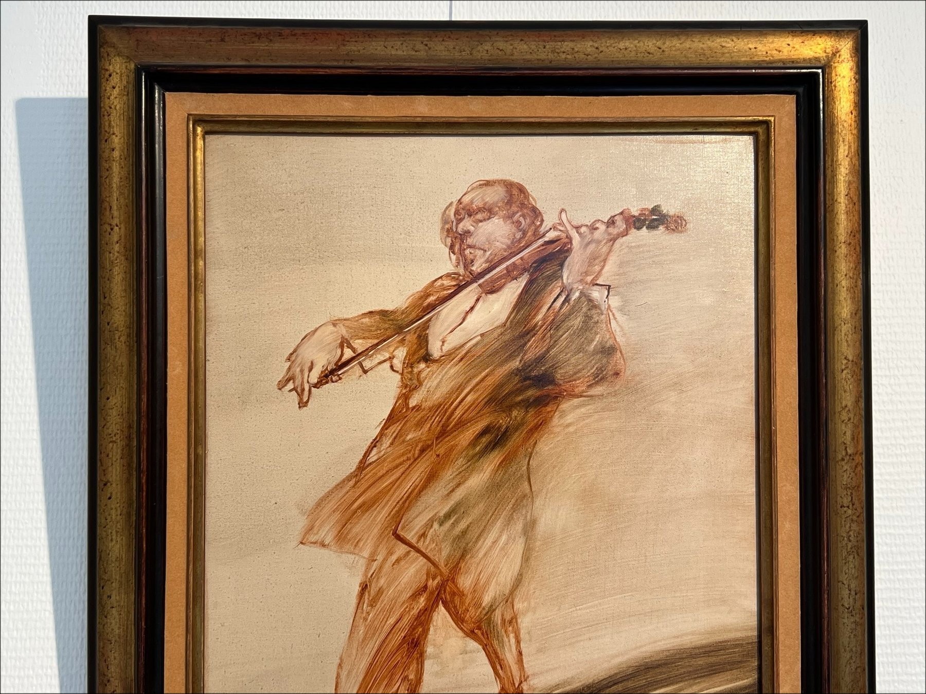 Pintura de Claude Weisbuch, pintura al óleo sobre lienzo "El violinista" 46x38cm (8F)