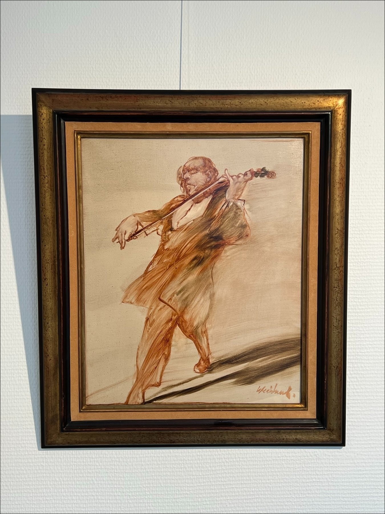 Malerei von Claude Weisbuch, Ölgemälde auf Leinwand "Der Geiger" 46x38cm (8f)