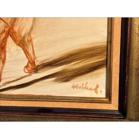 Pittura di Claude Weisbuch, Pittura ad olio su tela "Il violinista" 46x38cm (8F)