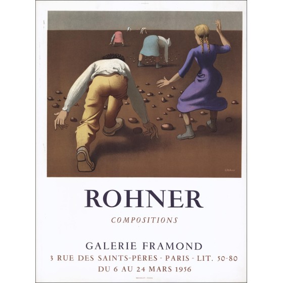Georges Rohner - Lithographie "Ausstellungsgalerie Framond, Paris" 68x51cm - 1956 - Original Mourlot Poster