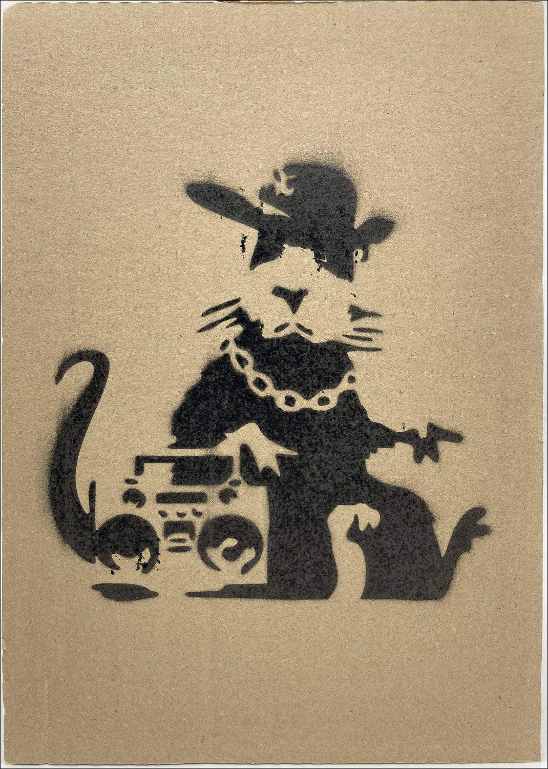 Kaufen Sie Malerei mit der Schablone auf Karton nach BANKSY - Hip-Hop-Ratte