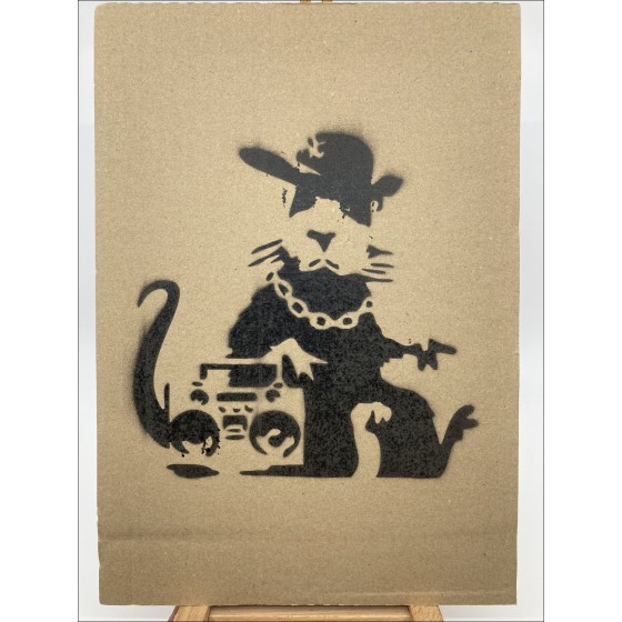 Purchase Stencil paint on cardboard after BANKSY - Hip Hop Rat