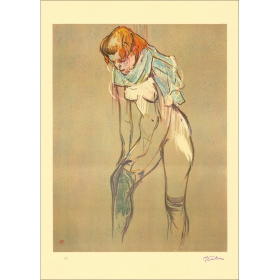 Litografía Henri de TOULOUSE-LAUTREC - Mujer tirando sus medias