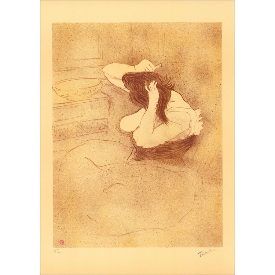 Lithograph Henri de TOULOUSE-LAUTREC - Woman combing her hair