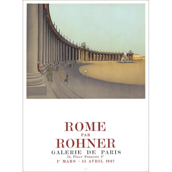 Georges ROHNER - Litografia "Esposizione Roma, Galerie de Paris, Parigi" 73x54cm - 1967 - Manifesto Originale MOURLOT