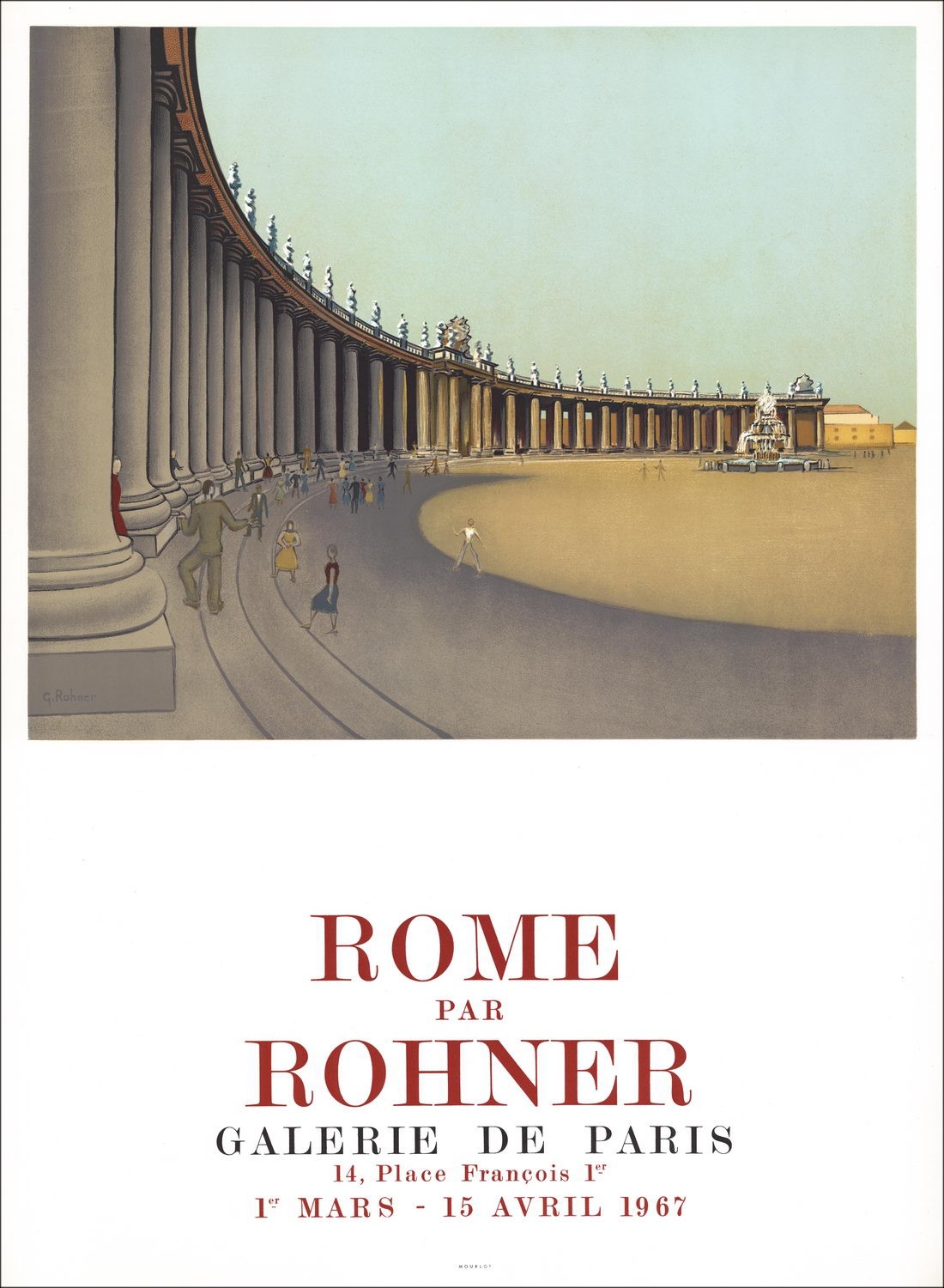 Gefra_Latn ROHNER - Lithfra_Latn "Expositie Rome, Galerie van Parijs, Parijs" 73x54cm - 1967 - Affiche Originale MOURLOT