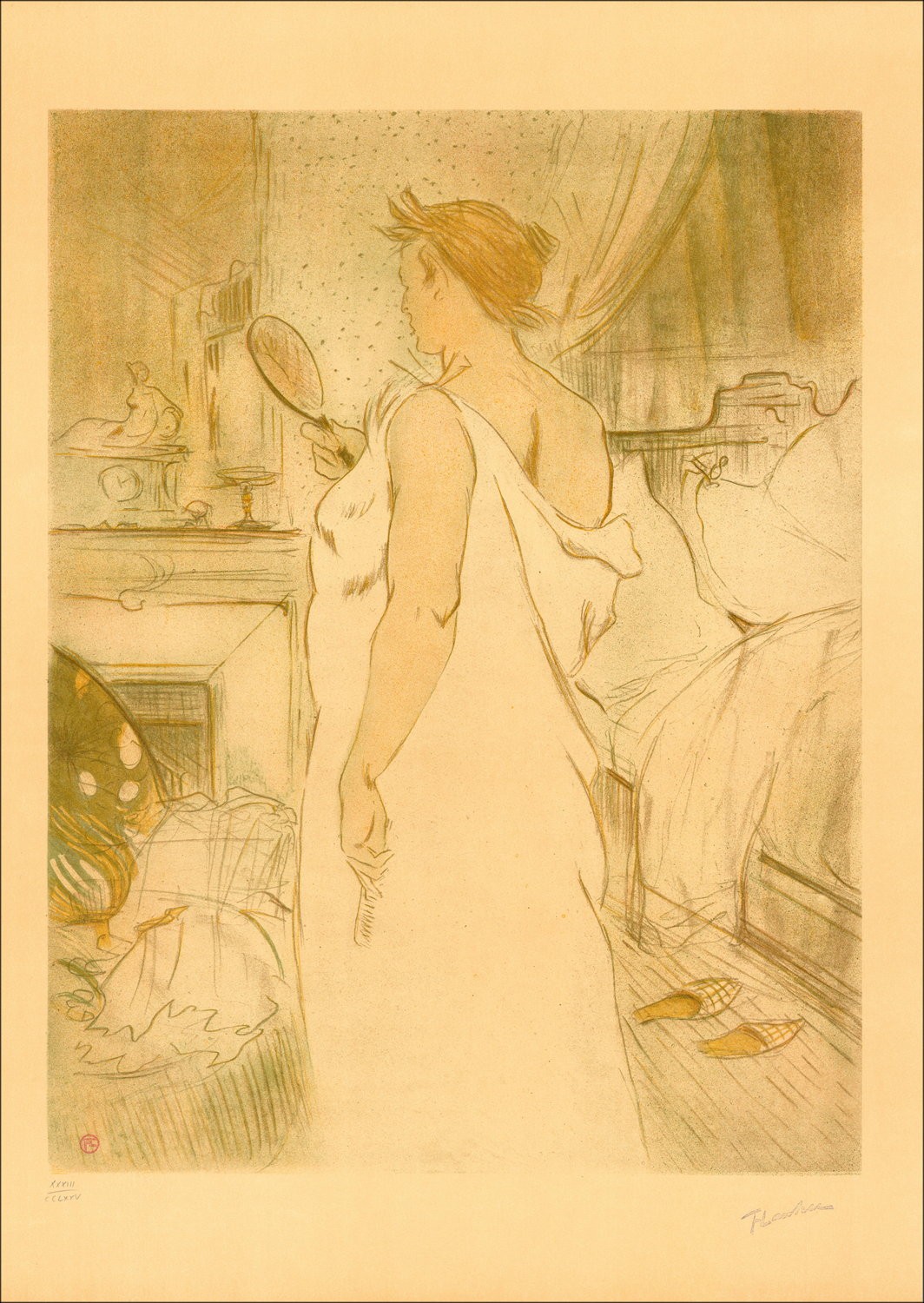 Lithografie Henri de Toulouse-Lautrec - vrouw in de spiegel