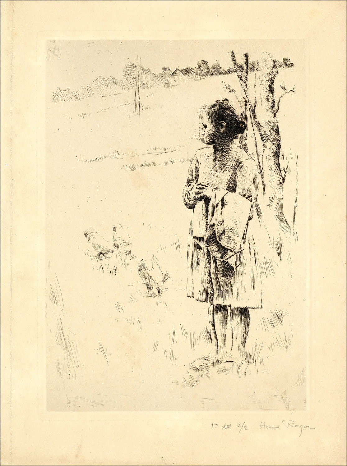 Gravure Henri-Paul Royer - Girl rond 1894