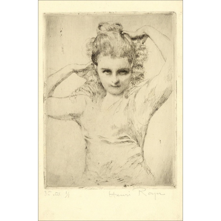 Originele gravure Henri-Paul Royer - Girl