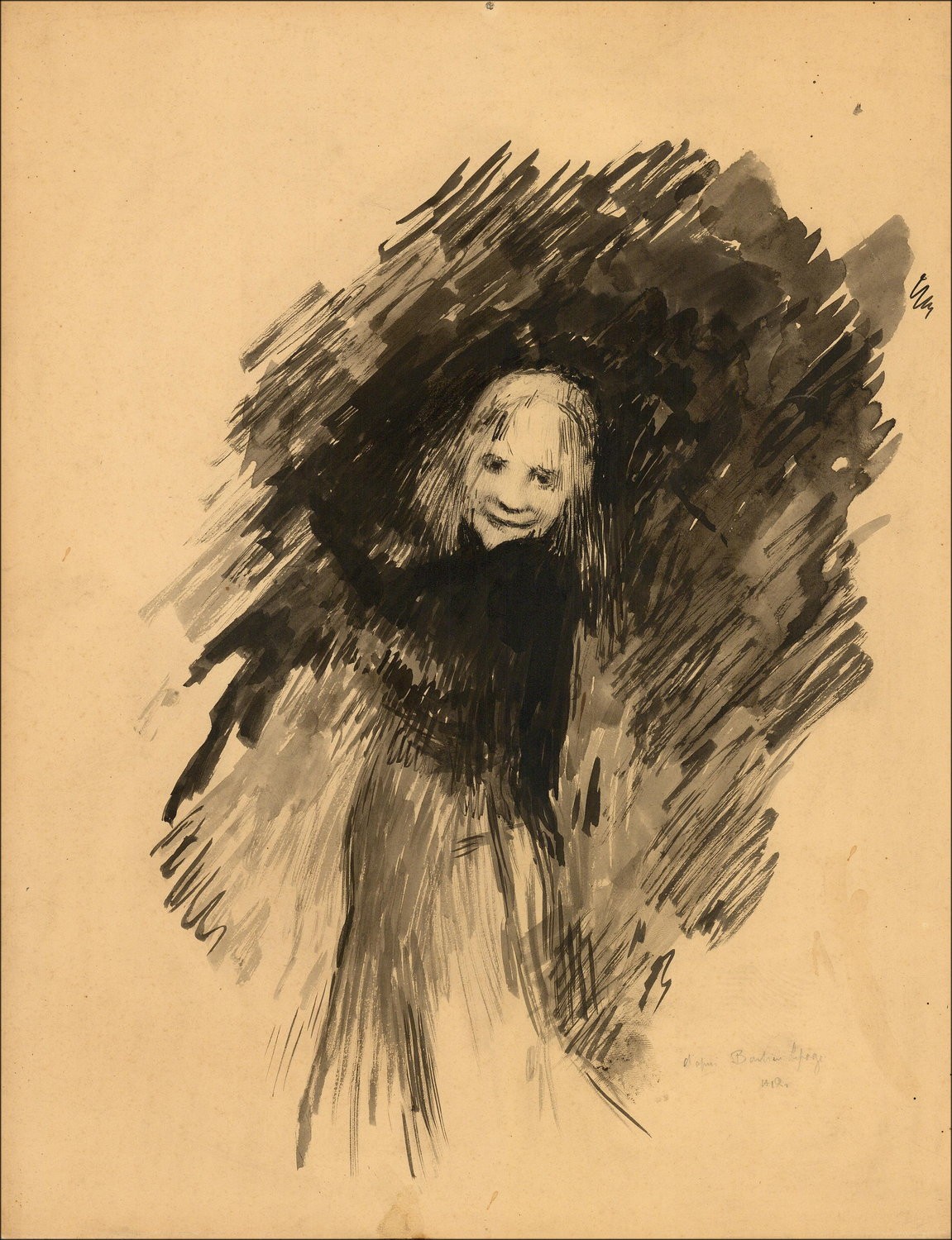 Drawing Original Henri-Paul Royer - Portret, volgens Bastien Lepage