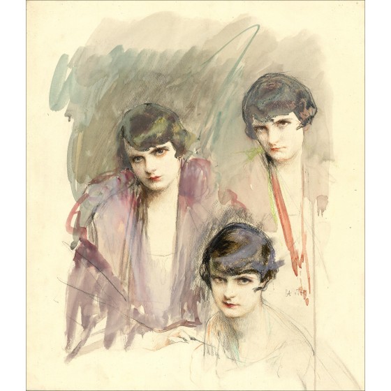 Disegno originale Henri-Paul Royer - Ritratti da donna
