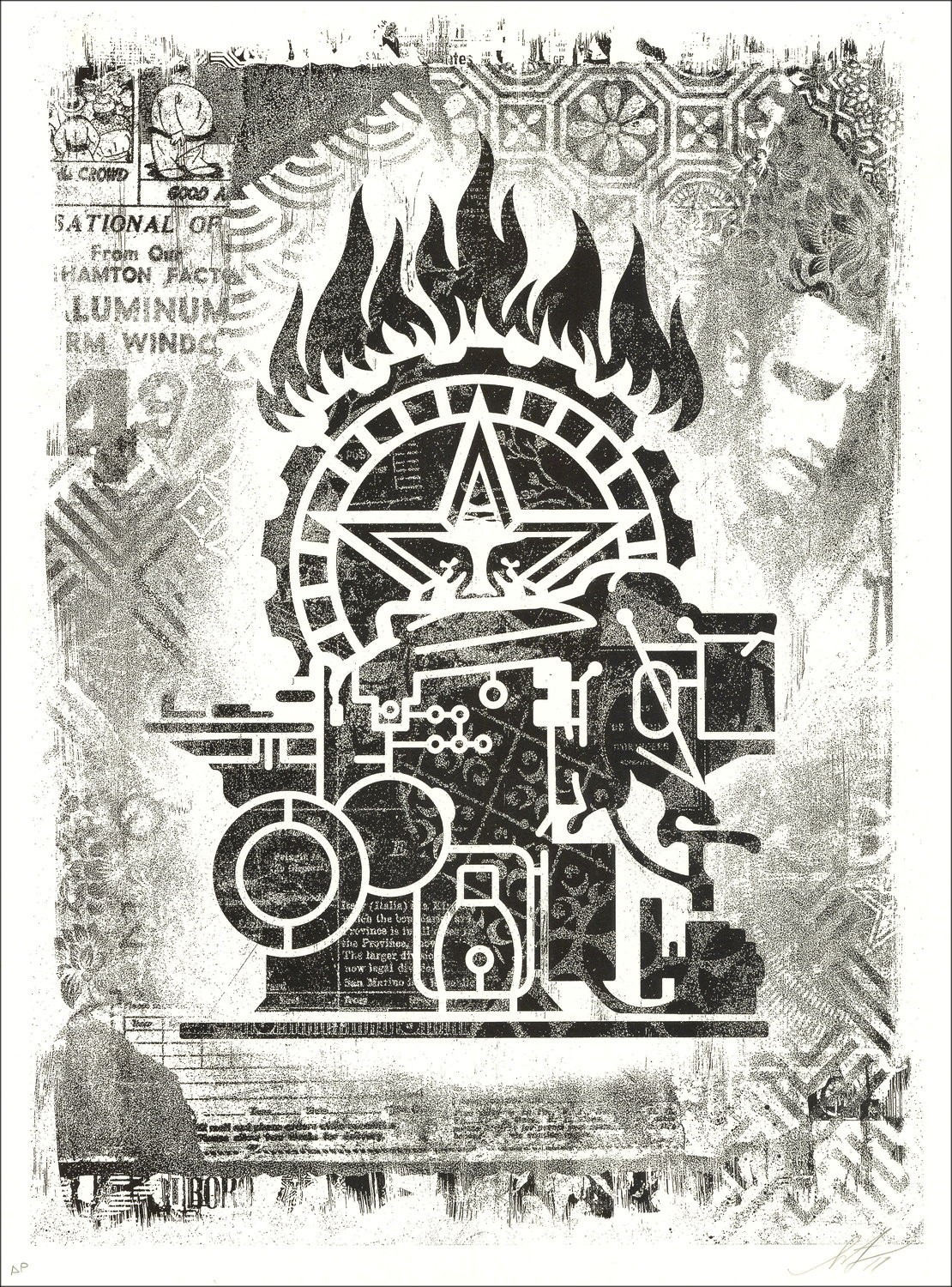 Serigrafia Shepard Fairey (obbedire) - stampa-press-danneggiata-incisione-offset 2018