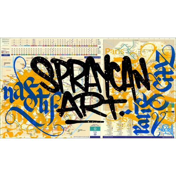 NASTY - Pantalla de seda original "Plan de Metro, Spray Can Art" 37x65cm - 2015