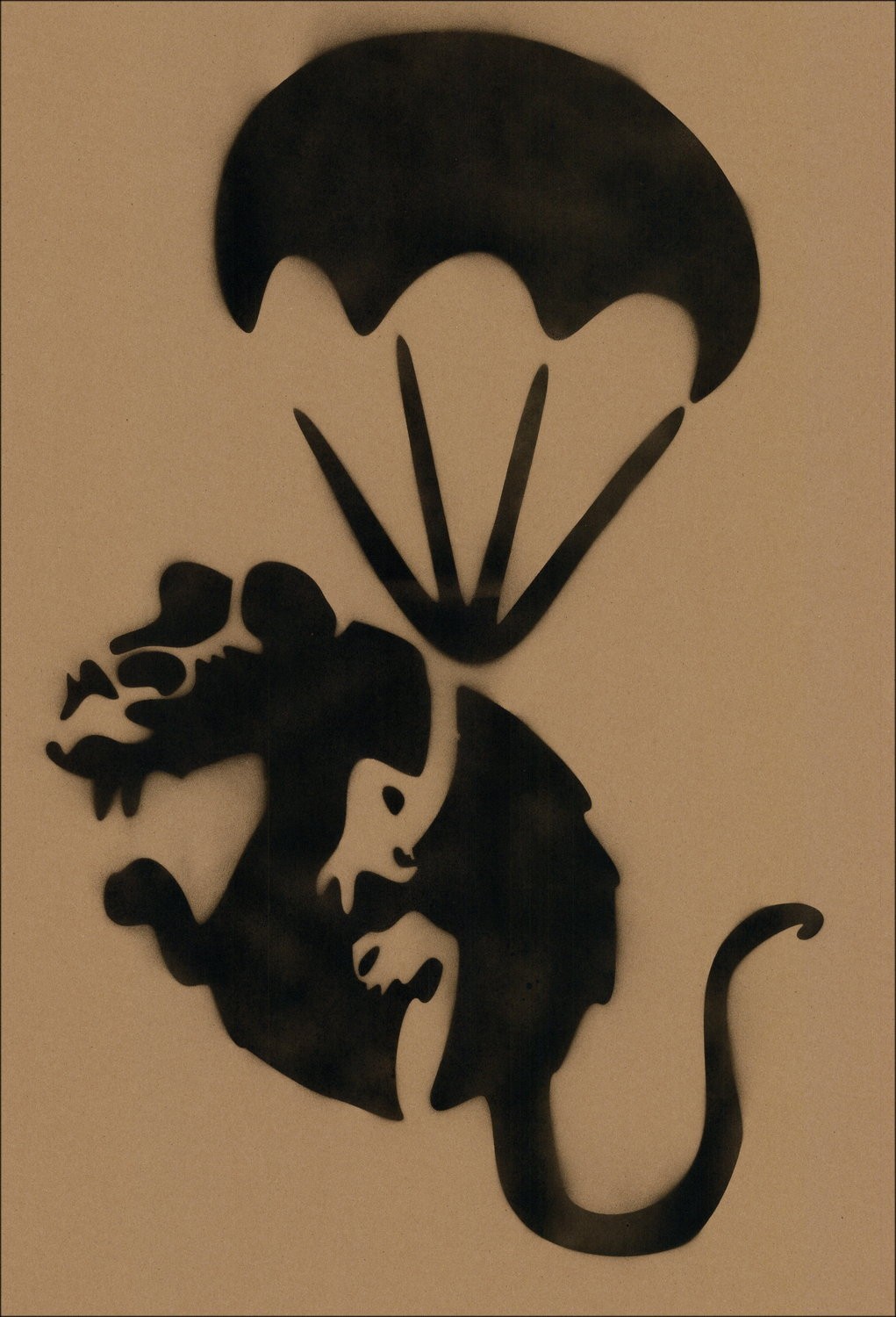 Peinture originale d'après Banksy - Parachuting rat
