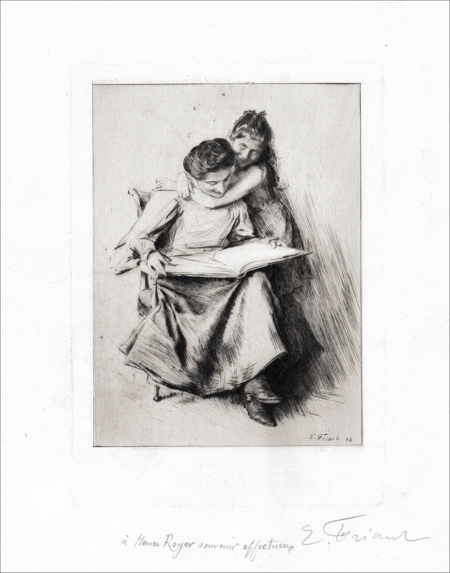 FRIANS Émile - Incisione originale "Il bellissimo libro" 31x23m - 1904 
