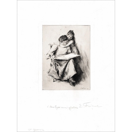 FRANTION Émile - Originalgravur "Das schöne Buch" 31x23m - 1904 