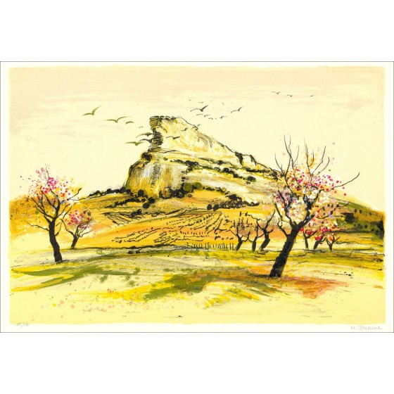 Michel Joyenne - Litografia originale "The Solutré Rock" 38x56cm
