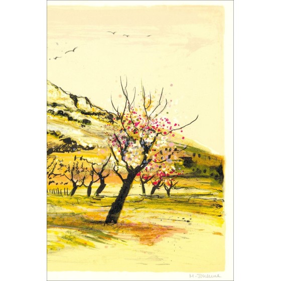 Michel Joyenne - Litografia originale "The Solutré Rock" 38x56cm