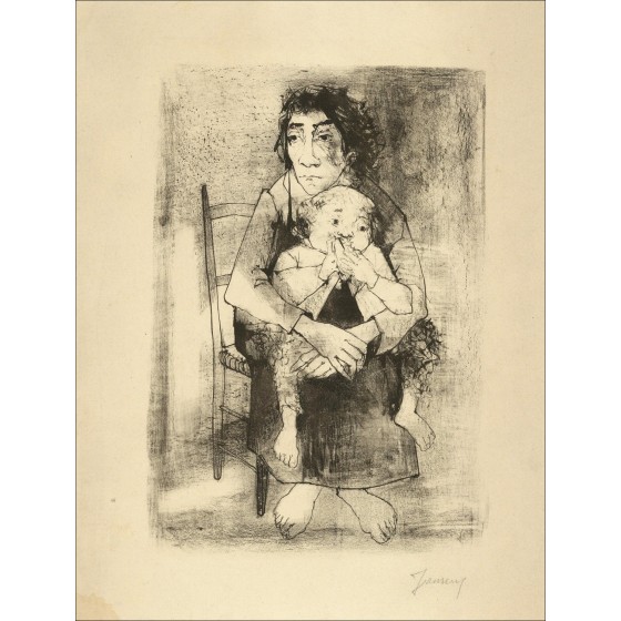 Jean Jansem: "Moeder en kind" - Originele lithografie