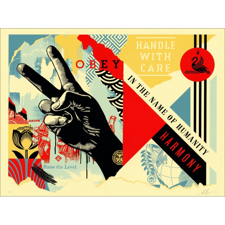 Silkscreen Shepard faisy "handvat met zorg" 2024 - Zeldzaam werk