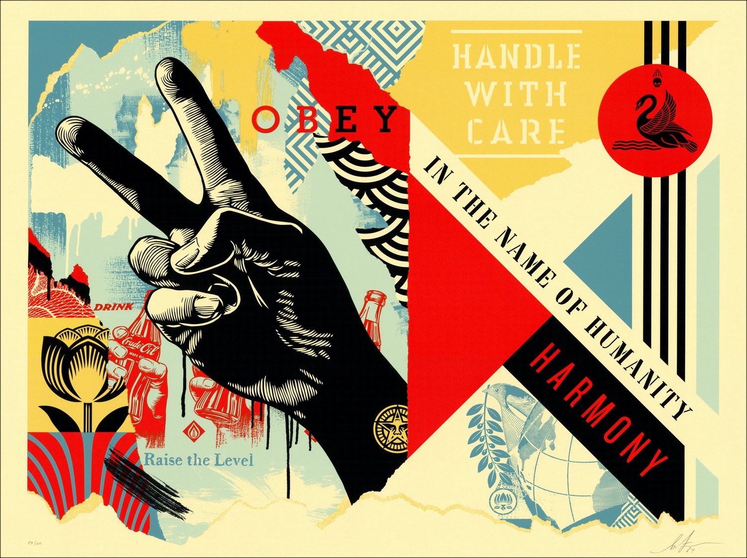 Pantalla Shepard Fairey "Mandle with Care" 2024 - Work Rare