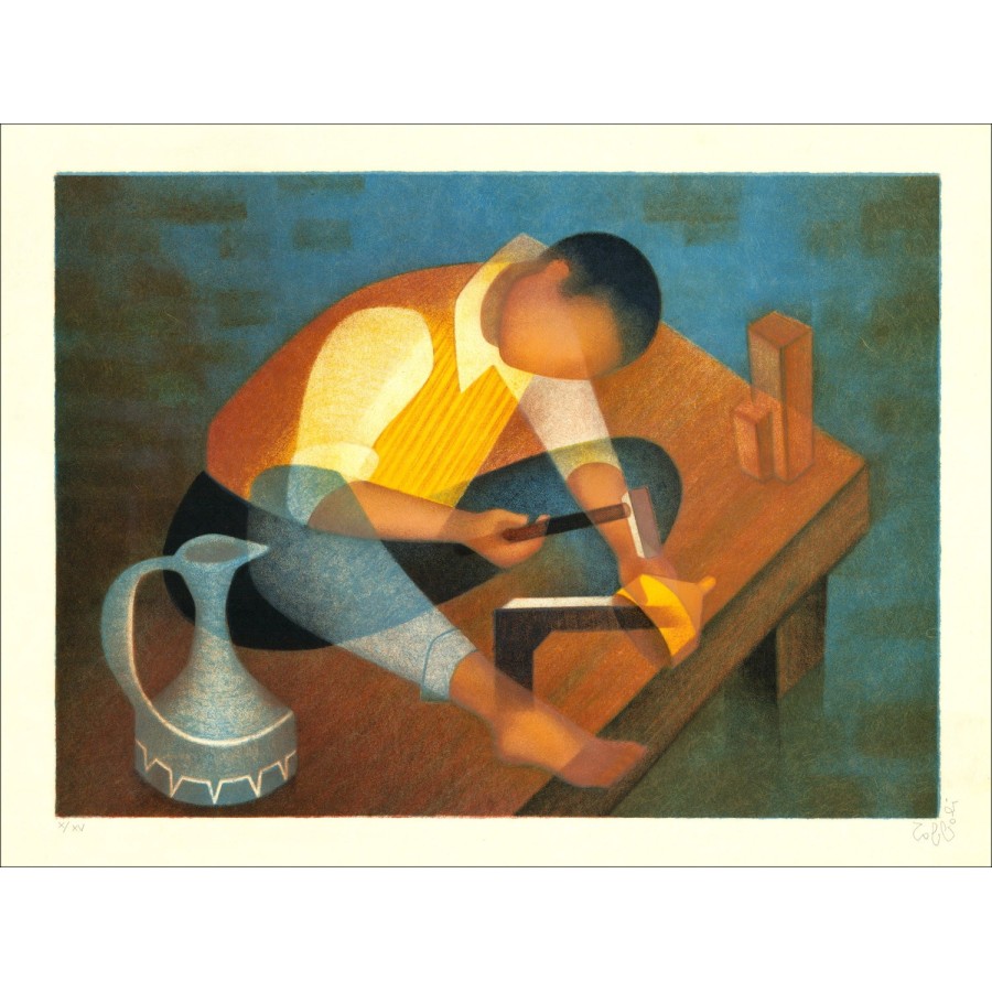 Louis Toffoli "The Tinner (The Tinsmith)" 1986 - Original Lithograph