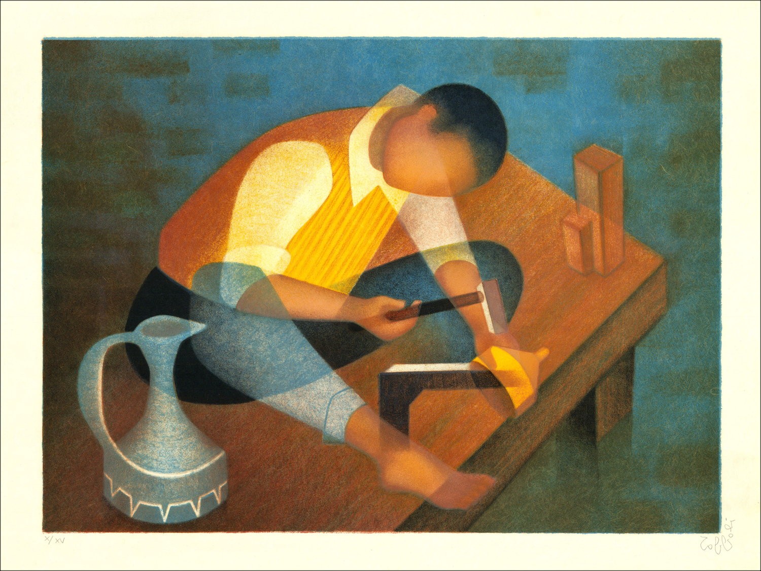 Louis Toffoli "The China (Le Didandier)" 1986 - Original-Lithographie