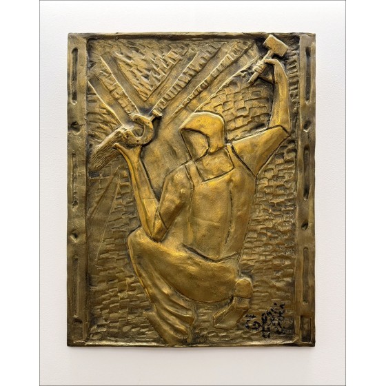 Louis Tfra_LatnFOLI: Oorspronkelijke bas-reliëf in brons "Le Maréchal-Ferrant" 64x51cm - 1986
