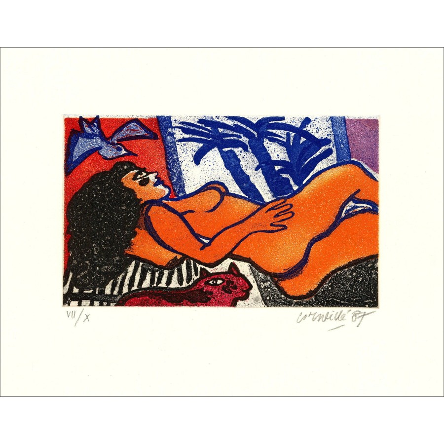 "Tropische Frau" 1987 von Guillaume Corneille - Aquatinta-Gravur
