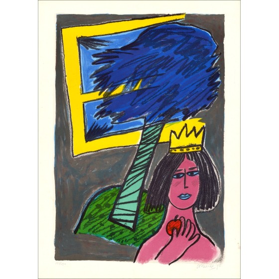 "Königin der Welt" 1998 von Guillaume Corneille - Original signierte Lithographie