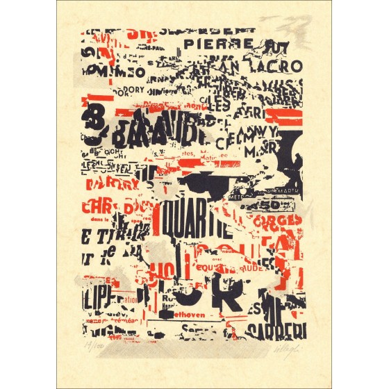 Jacques Villeglé - Litografia originale "Treméac" 35x26cm - 1994