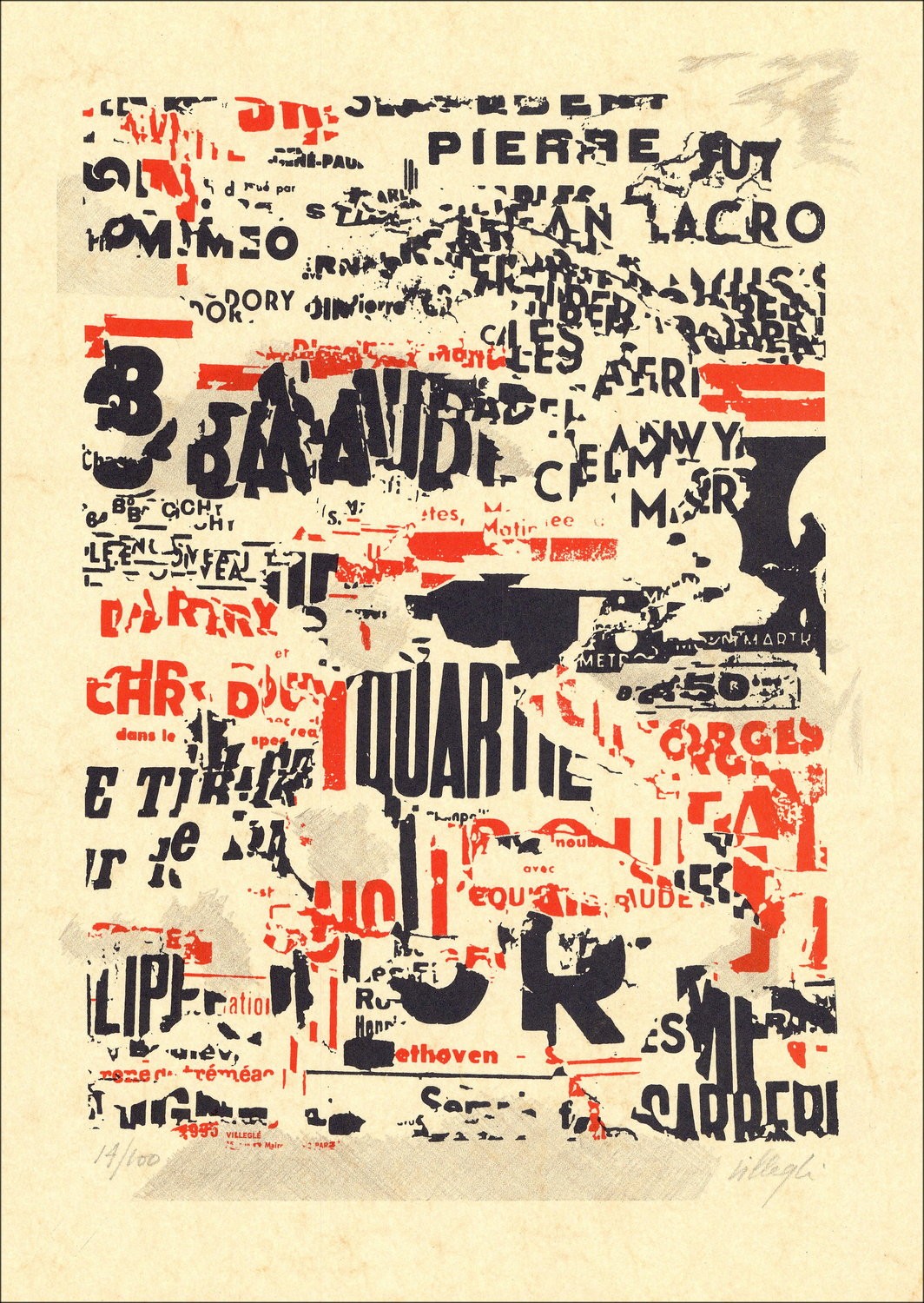 Jacques VILLEGÉ - Litografía original "Tréméac" 35x26cm - 1994