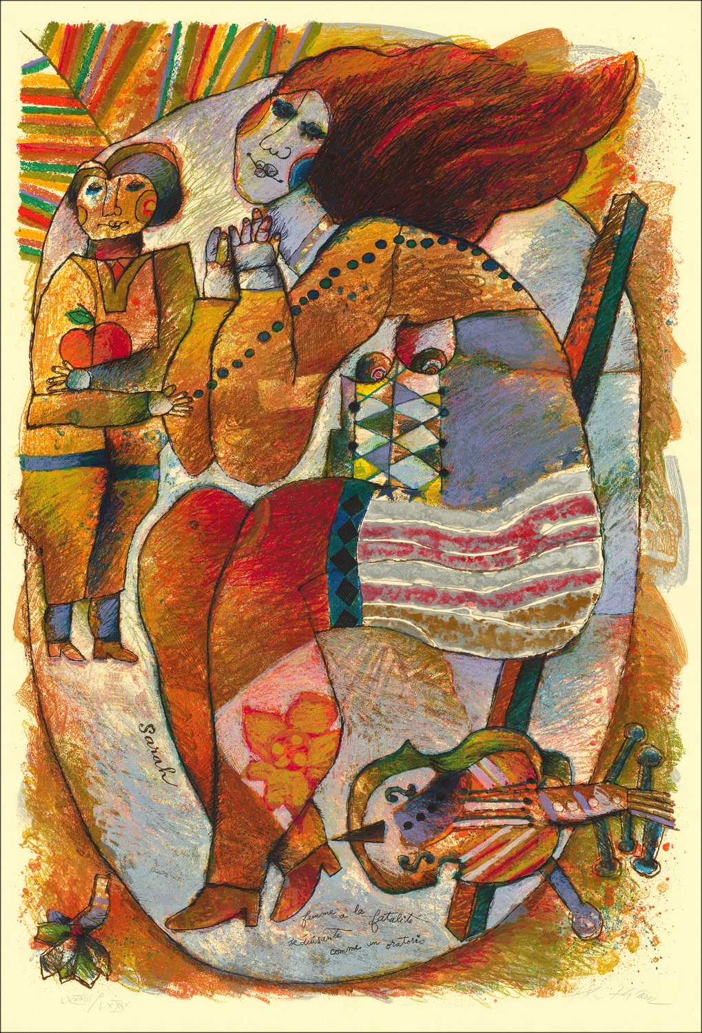 "Sarah" de Théo Tobiasse - Lithographie Gauffrée et Signée, Édition Limitée