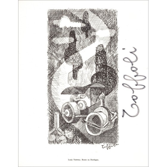Louis Toffoli - Lithographie "Dordogne Road" 27x21cm - 1961
